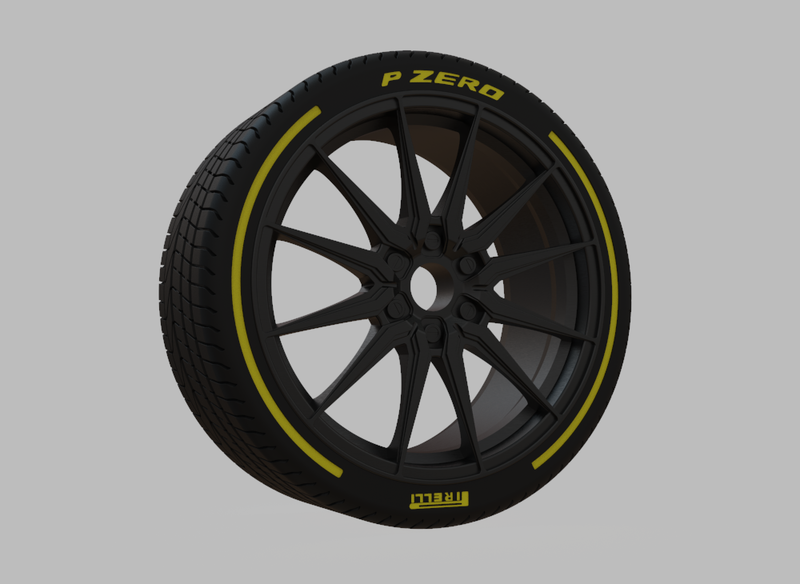 Miniature Vossen HF6-1 Rim & Tire  - 3D Print - No Textures