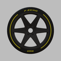 Miniature Vossen HF6-2 Rim & Tire  - 3D Print - No Textures - Thumbnail 1