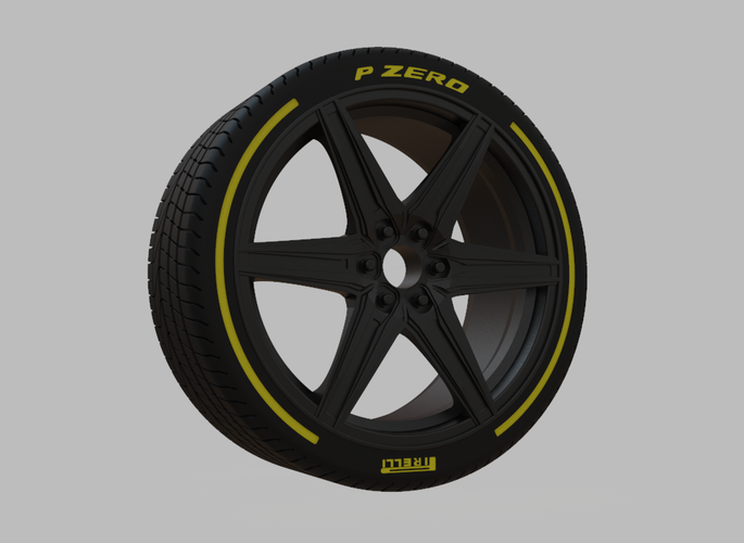 Miniature Vossen HF6-2 Rim & Tire  - 3D Print - No Textures
