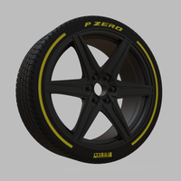 Miniature Vossen HF6-2 Rim & Tire  - 3D Print - No Textures - Thumbnail 2