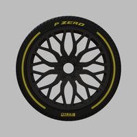 Miniature Vossen HF6-3 Rim & Tire  - 3D Print - No Textures - Thumbnail 1