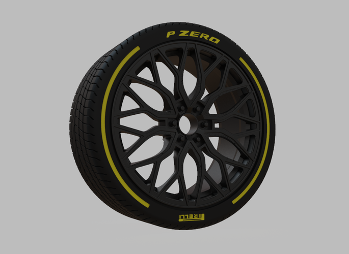 Miniature Vossen HF6-3 Rim & Tire  - 3D Print - No Textures