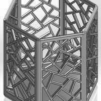 Hexagonal pencil cup with rectilinear patterns - Thumbnail 1
