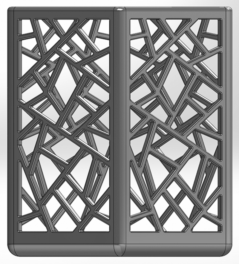 Hexagonal pencil cup with rectilinear patterns