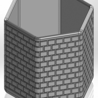 Hexagonal pencil cup with brick imitation - Thumbnail 1