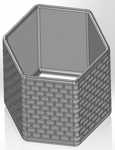 Hexagonal pencil cup with brick imitation 3D Print 554625