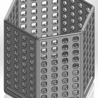 Hexagonal pen cup with square and rectangular holes - Thumbnail 1