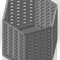 Hexagonal pen cup with square and rectangular holes - Thumbnail 3