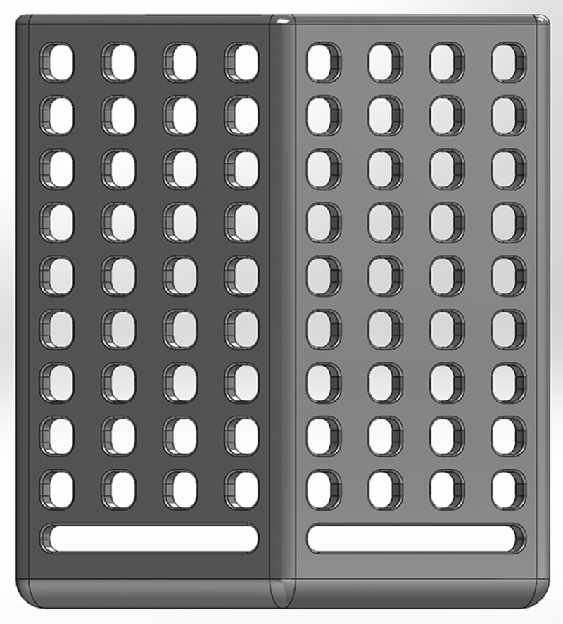 Hexagonal pen cup with square and rectangular holes