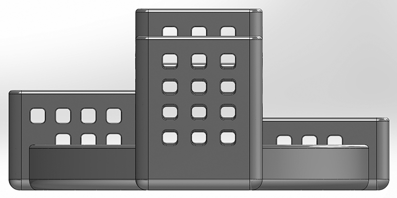 Desk organizer made of rectangular prisms