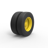 2 Hole rear double wheel of Vintage School bus 1:25 - Thumbnail 2