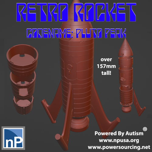 Retro Rocket Ship - Pluto Peak (28mm scale) 3D Print 554835