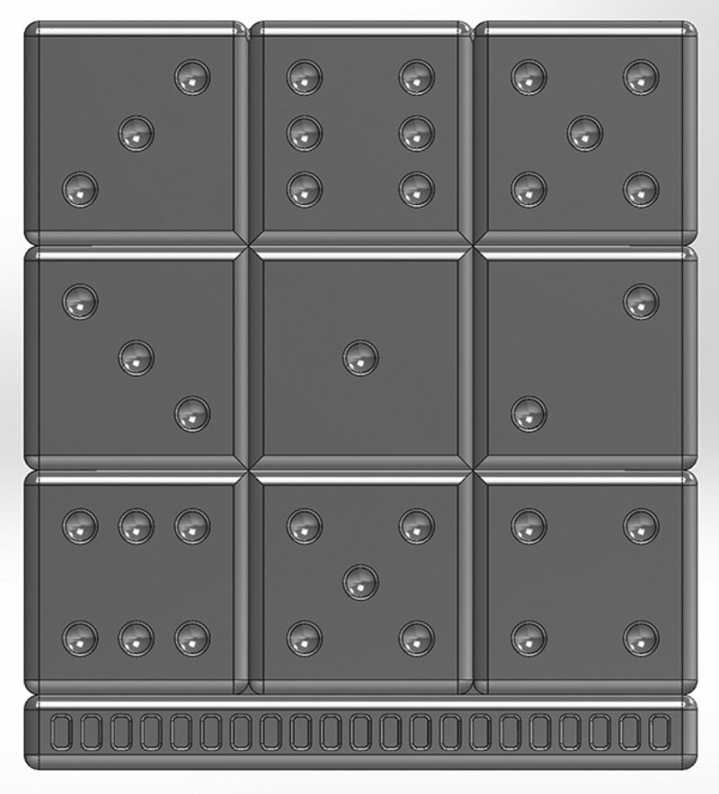 A rectangular pencil cup made of Yamb cubes