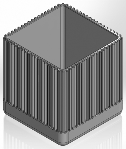 Rectangular pen cup with rectilinear slits around the rim 3D Print 555012