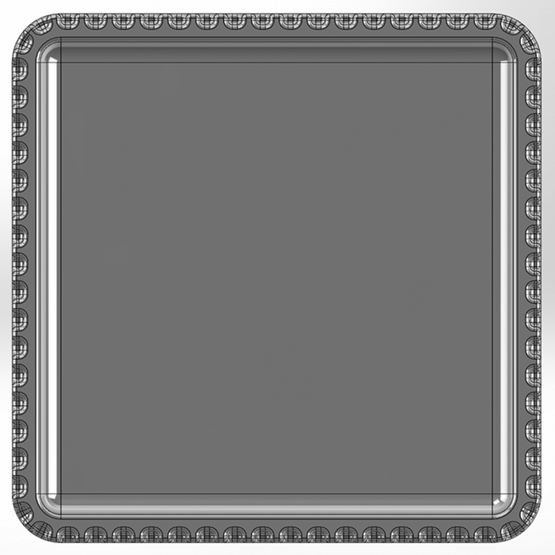 Rectangular pen cup with rectilinear slits around the rim