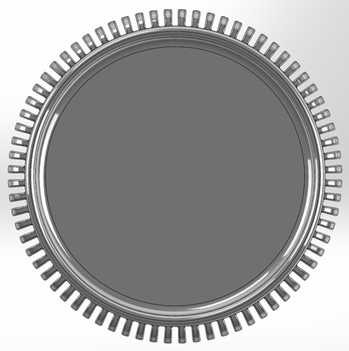 Round pencil case with coin halves around the rim