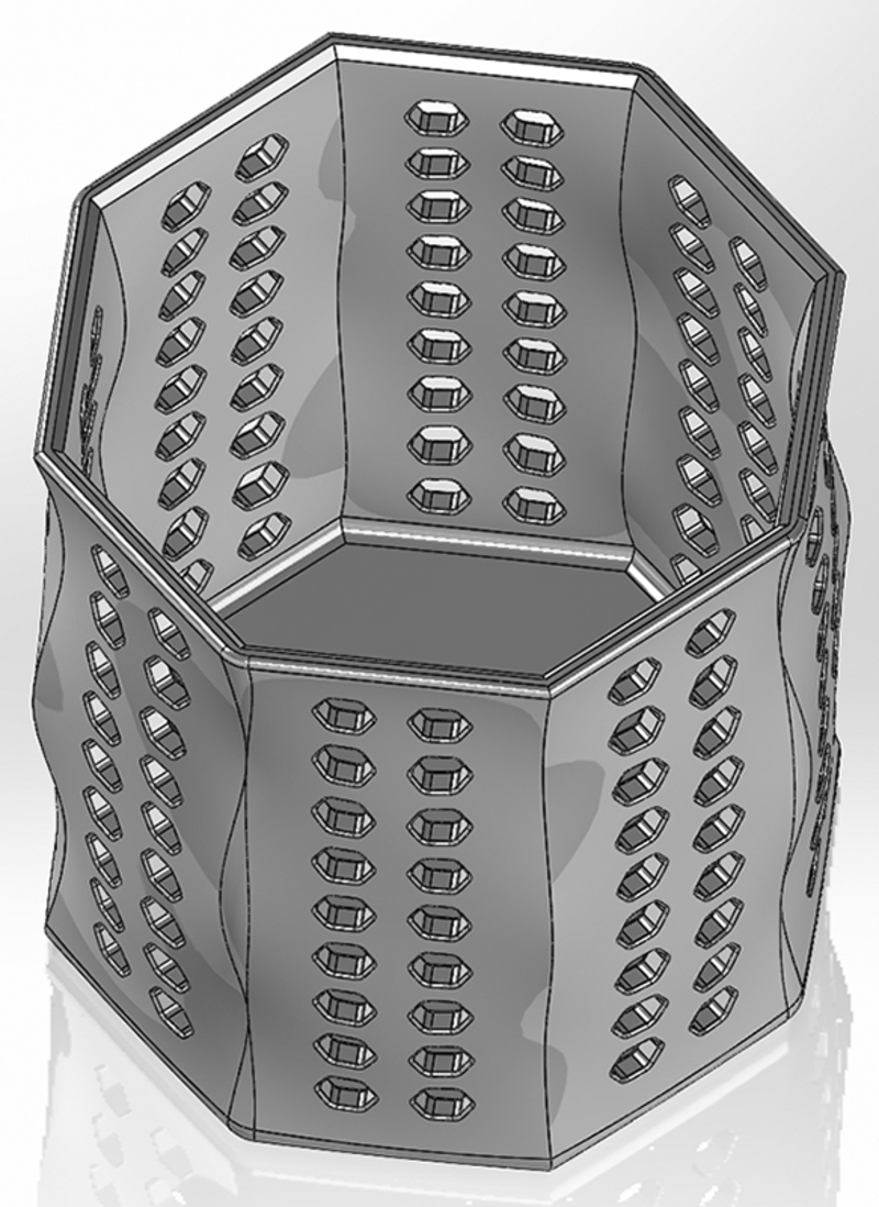 Twisted pencil box made of octagons and circles 01