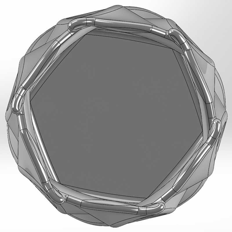 Twisted pencil box of rotated hexagons in the same direction