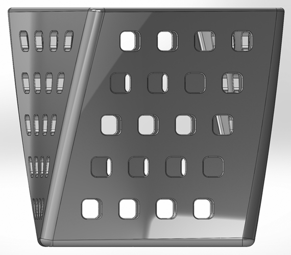 Twisted pencil case of rotated squares with hole matrices