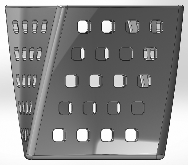 Twisted pencil case of rotated squares with hole matrices