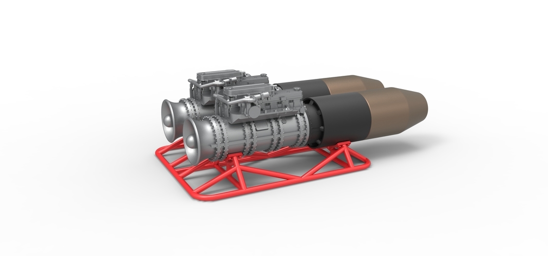 2 Jet engines on the frame Scale 1:25 3D Print 555076