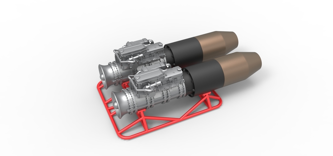 2 Jet engines on the frame Scale 1:25 3D Print 555079