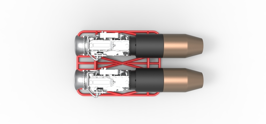 2 Jet engines on the frame Scale 1:25 3D Print 555085