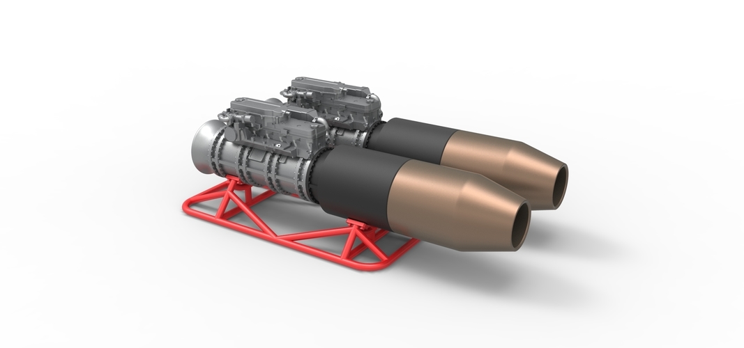 2 Jet engines on the frame Scale 1:25 3D Print 555086