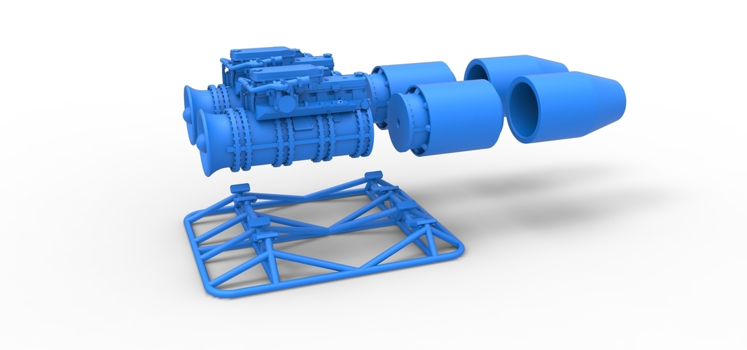 2 Jet engines on the frame Scale 1:25 3D Print 555090