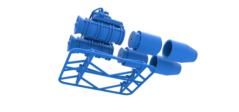 2 Jet engines on the frame Scale 1:25 - Pinshape