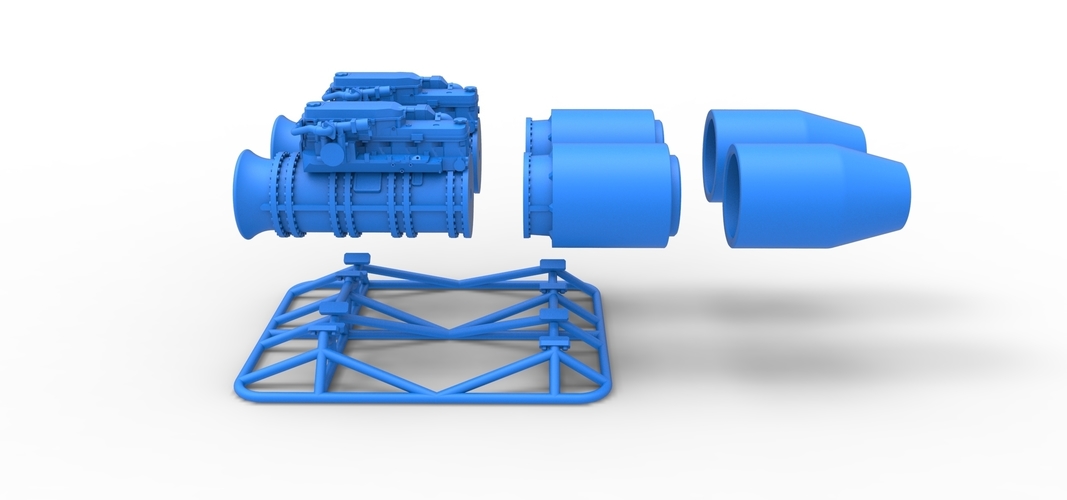 2 Jet engines on the frame Scale 1:25 3D Print 555093