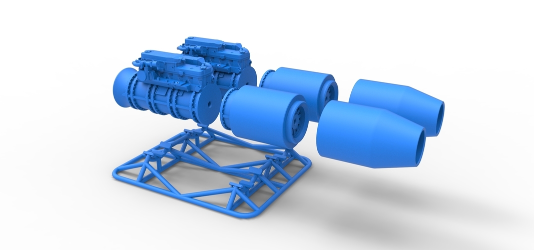 2 Jet engines on the frame Scale 1:25 3D Print 555094