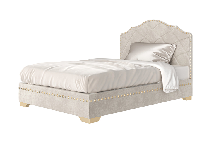 Luxe gold upholstered bed