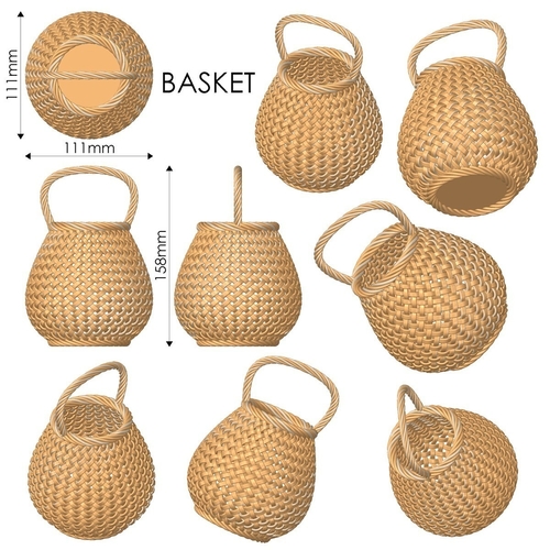 Basket with Handle 3D Print 555972