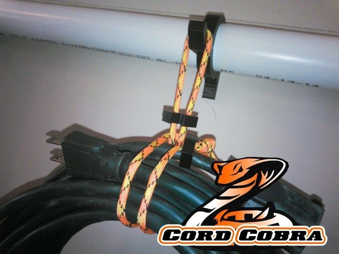 Cord Cobra - Heavy Duty Extension Cord Hanger & Tie 3D Print 55604
