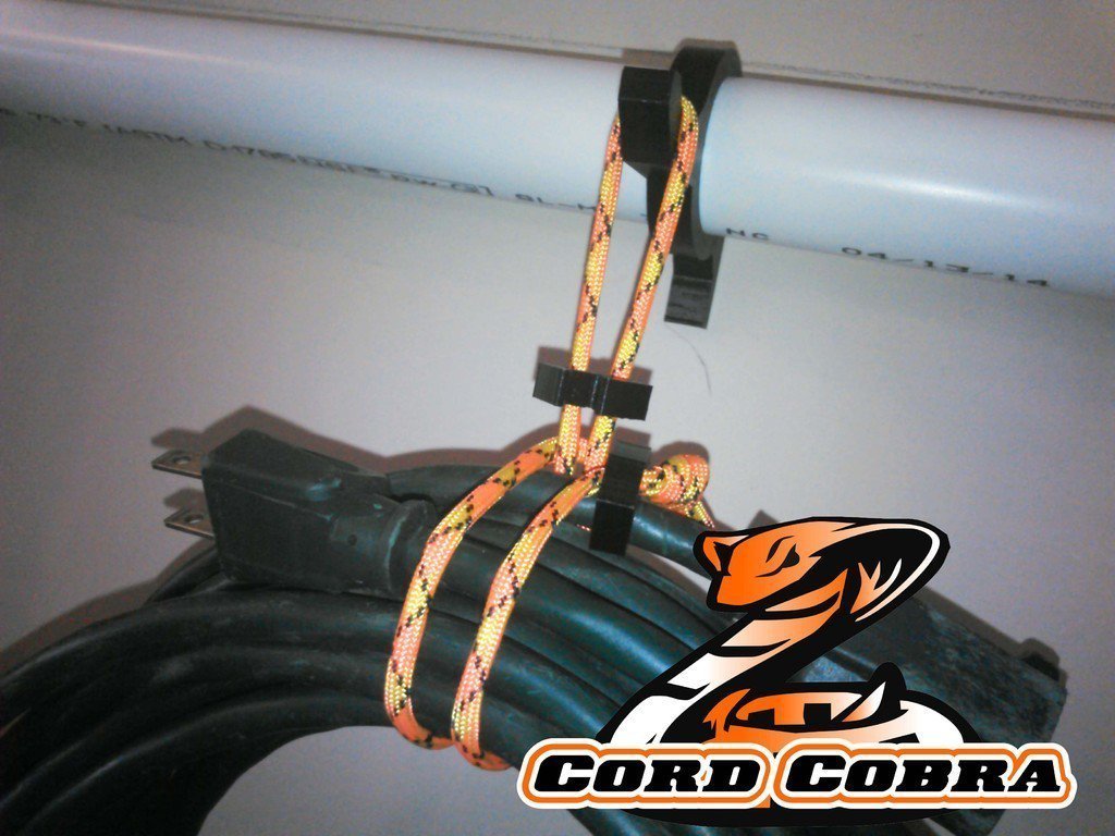 3D Printed Cord Cobra - Heavy Duty Extension Cord Hanger & Tie
