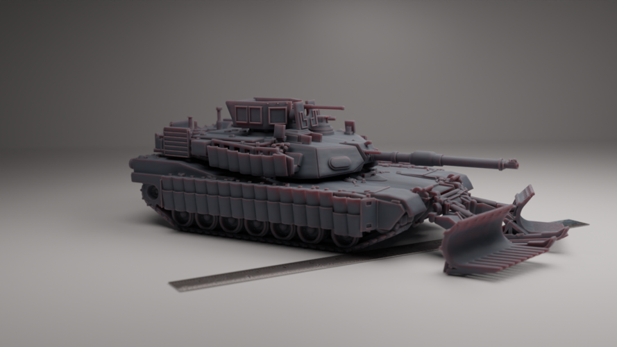 M1A2 ABRAMS WITH MINE PLOW AND TUSK 3 ARMOUR 3D Print 556386