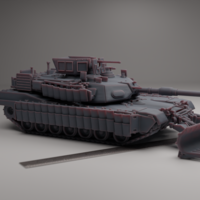 Small M1A2 ABRAMS WITH MINE PLOW AND TUSK 3 ARMOUR 3D Printing 556386