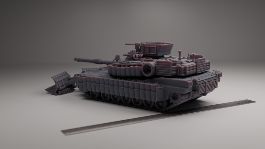 M1A2 ABRAMS WITH MINE PLOW AND TUSK 3 ARMOUR 3D Print 556387