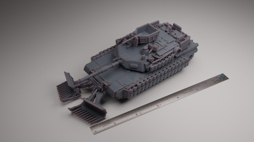 M1A2 ABRAMS WITH MINE PLOW AND TUSK 3 ARMOUR 3D Print 556388