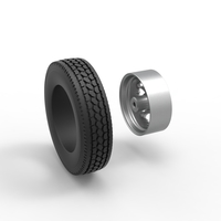 Front custom wheel of semi truck Version 25 Scale 1:25 - Thumbnail 10