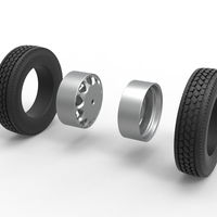 Rear custom wheel of semi truck Version 25 Scale 1:25 - Thumbnail 9