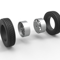 Rear custom wheel of semi truck Version 25 Scale 1:25 - Thumbnail 10