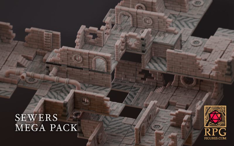 3D Printed Printable Terrains - Sewers MEGA Pack by RPGfigures | Pinshape