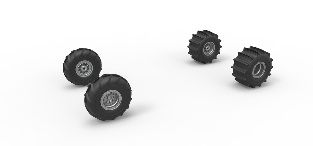 Wheel set of Mud dragster Version 1 Scale 1:25 3D Print 558773