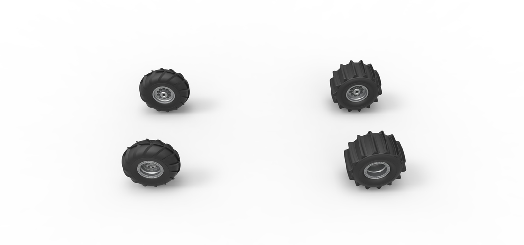 Wheel set of Mud dragster Version 1 Scale 1:25 3D Print 558778