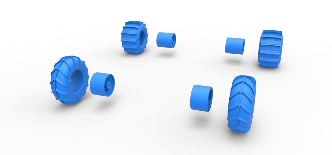 Wheel set of Mud dragster Version 1 Scale 1:25 3D Print 558783