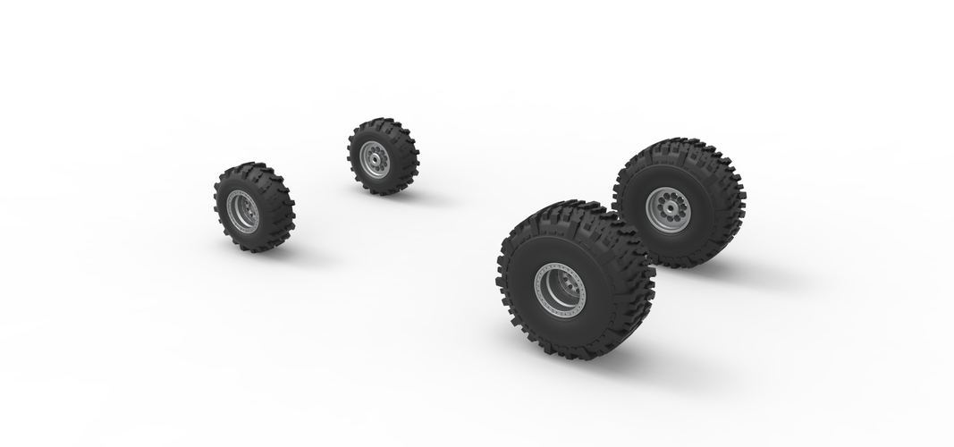 Wheel set of Mud dragster Version 2 Scale 1:25 3D Print 558791