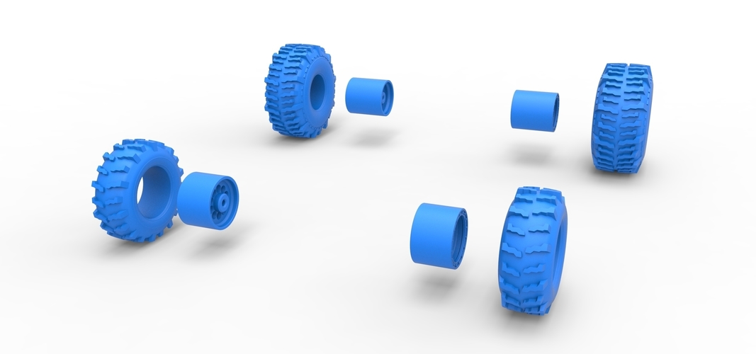 Wheel set of Mud dragster Version 2 Scale 1:25 3D Print 558794