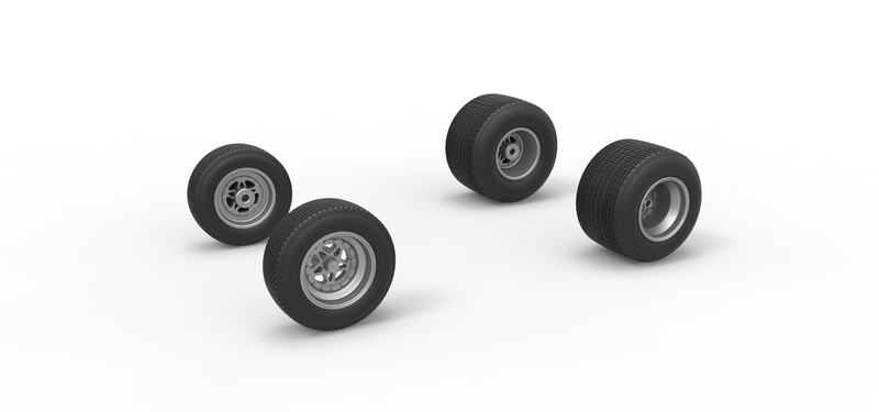 Wheel set of Dirt Sprint car Scale 1:25